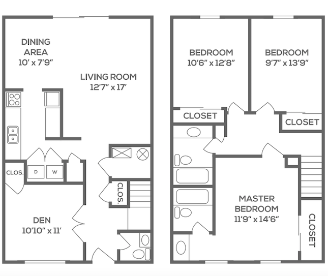 Three Bedroom Floor Plan at Townhomes at Galbraith Pointe, Cincinnati